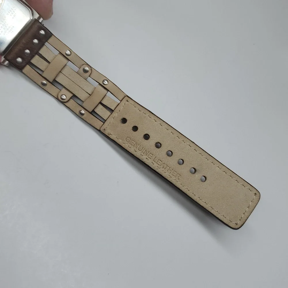Fossil Watch JR8843 Pink Face Brown Woven Leather Band NWOT